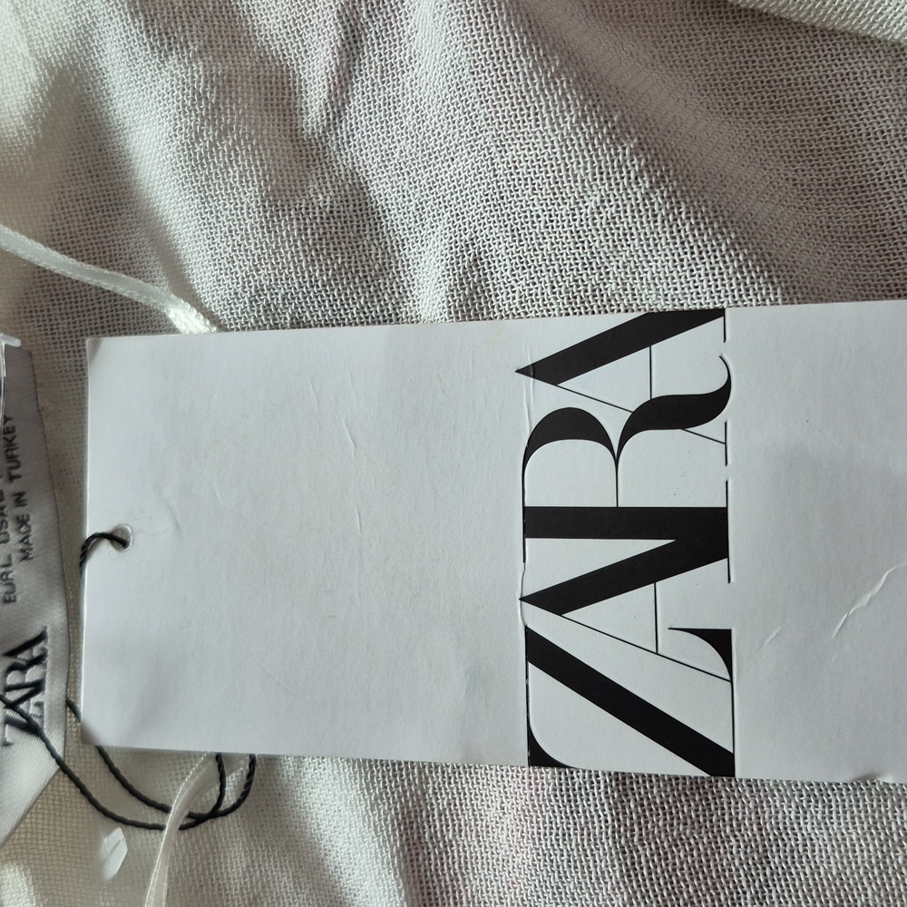 Zara White Ruffle Tie-Front FlounceTop SZ.L NWT - Picture 7 of 9
